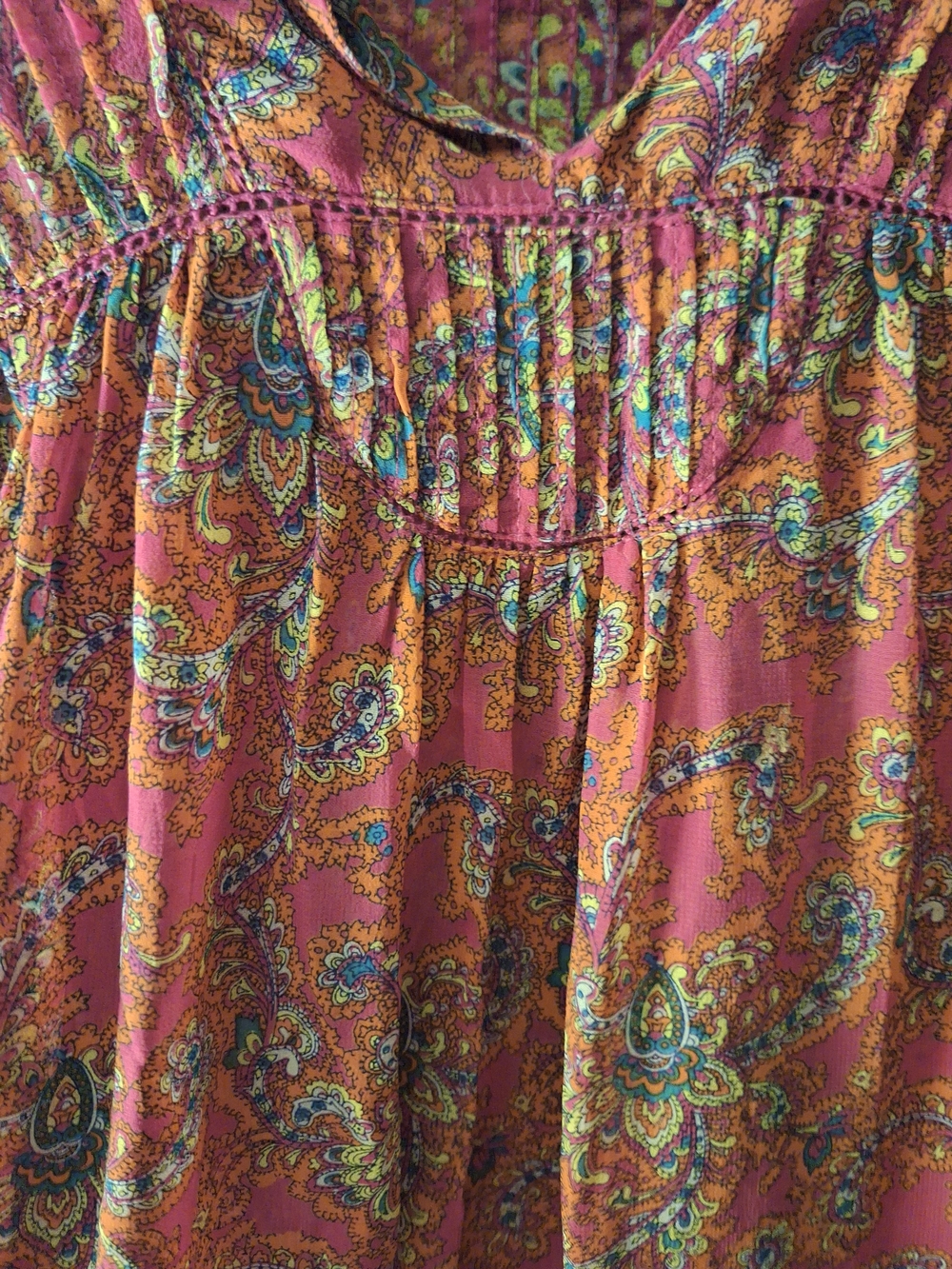 J. Jill Orange Paisley Peasant Blouse - Picture 2 of 5